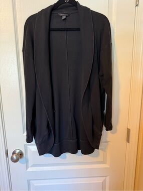 Athleta Black Ribbed Open-Front Cardigan - Pranayama Restore Rib Wrap